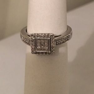 Sterling silver & diamond pendant & ring